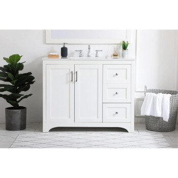 42 Inch Single Bathroom Vanity In White