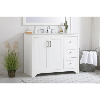 42 Inch Single Bathroom Vanity In White