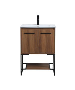 24 Inch Single Bathroom Vanity In Walnut Brown