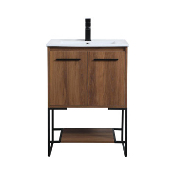 24 Inch Single Bathroom Vanity In Walnut Brown