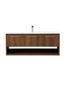 48 Inch Single Bathroom Floating Vanity In Walnut Brown