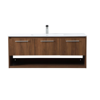 48 Inch Single Bathroom Floating Vanity In Walnut Brown