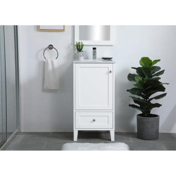 18 Inch Single Bathroom Vanity In White