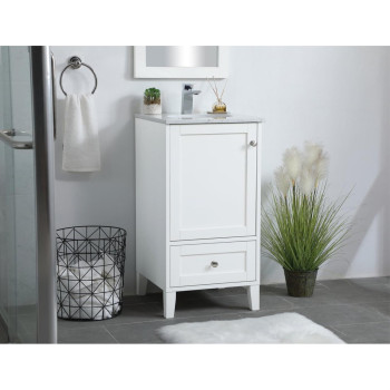 18 Inch Single Bathroom Vanity In White