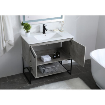 36 Inch Single Bathroom Vanity In Concrete Grey