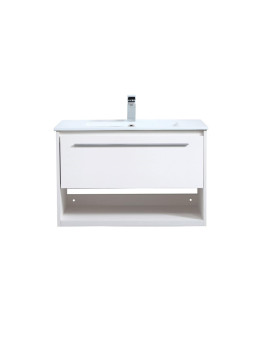 30 Inch Single Bathroom Floating Vanity In White