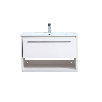 30 Inch Single Bathroom Floating Vanity In White