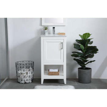 18 Inch Single Bathroom Vanity In White