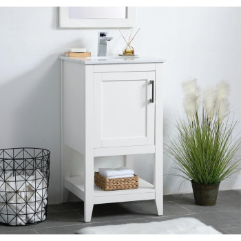 18 Inch Single Bathroom Vanity In White