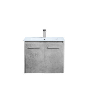 24 Inch Single Bathroom Floating Vanity In Concrete Grey