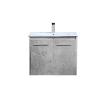 24 Inch Single Bathroom Floating Vanity In Concrete Grey