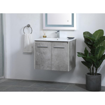 24 Inch Single Bathroom Floating Vanity In Concrete Grey