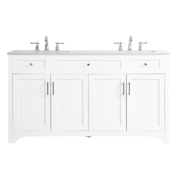 60 Inch Double Bathroom Vanity In White