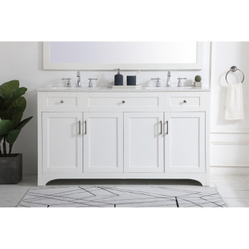 60 Inch Double Bathroom Vanity In White