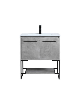 30 Inch Single Bathroom Vanity In Concrete Grey