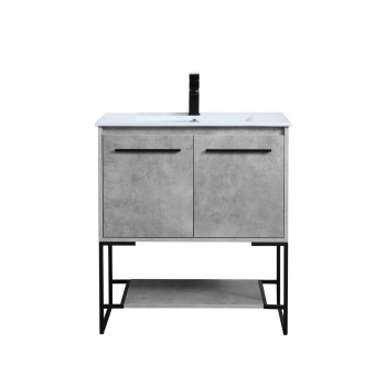 30 Inch Single Bathroom Vanity In Concrete Grey