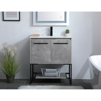 30 Inch Single Bathroom Vanity In Concrete Grey