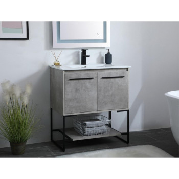 30 Inch Single Bathroom Vanity In Concrete Grey