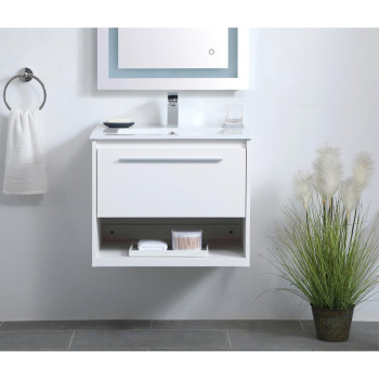 24 Inch Single Bathroom Floating Vanity In White