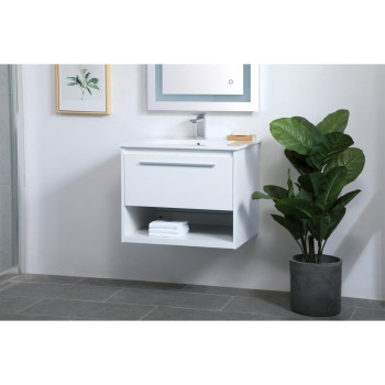 24 Inch Single Bathroom Floating Vanity In White