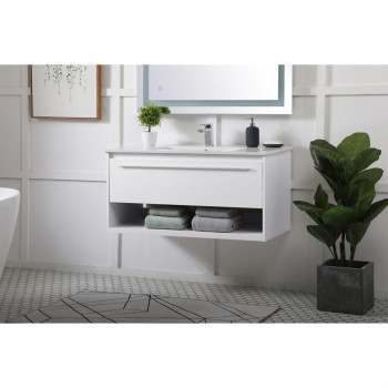 40 Inch Single Bathroom Floating Vanity In White