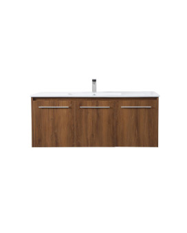 48 Inch Single Bathroom Floating Vanity In Walnut Brown