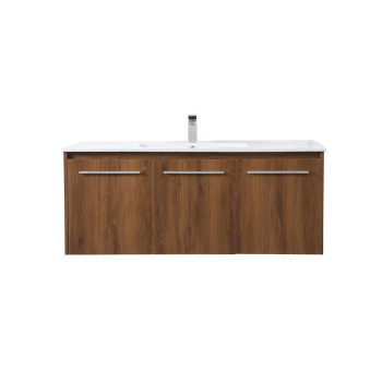 48 Inch Single Bathroom Floating Vanity In Walnut Brown