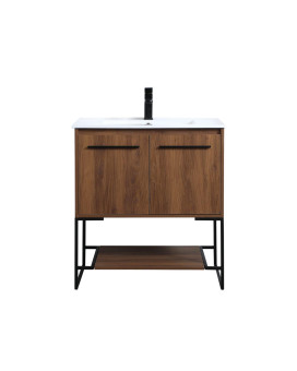 30 Inch Single Bathroom Vanity In Walnut Brown