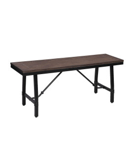 Benjara Industrial Wood And Metal Bench With Tube Leg Support Brown And Black