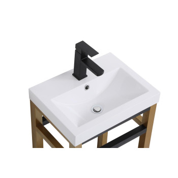 18 Inch Single Bathroom Metal Vanity In Golden Black