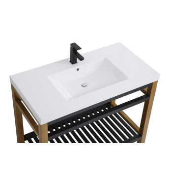 42 Inch Single Bathroom Metal Vanity In Golden Black