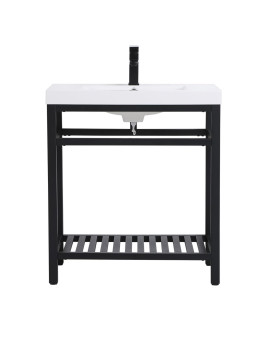 30 Inch Single Bathroom Metal Vanity In Black