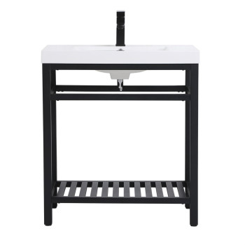 30 Inch Single Bathroom Metal Vanity In Black