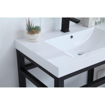 30 Inch Single Bathroom Metal Vanity In Black