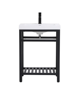 24 Inch Single Bathroom Metal Vanity In Black