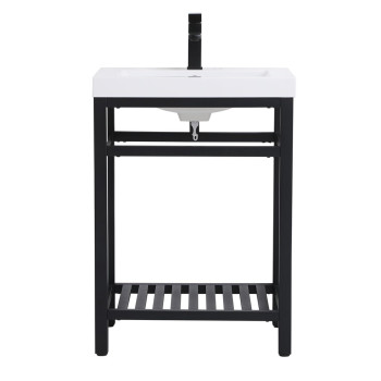 24 Inch Single Bathroom Metal Vanity In Black