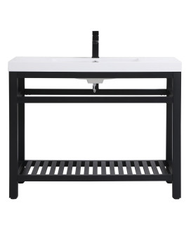 42 Inch Single Bathroom Metal Vanity In Black