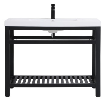 42 Inch Single Bathroom Metal Vanity In Black