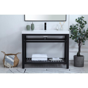 42 Inch Single Bathroom Metal Vanity In Black