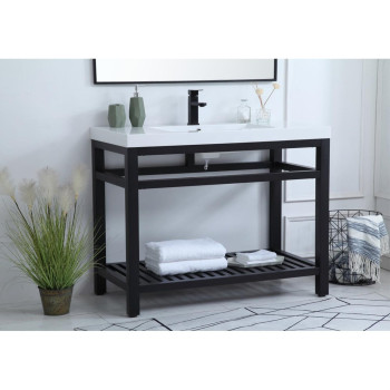 42 Inch Single Bathroom Metal Vanity In Black