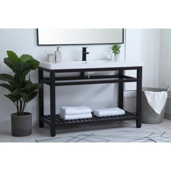 48 Inch Single Bathroom Metal Vanity In Black