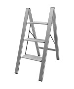 Amerihome Ultra Slim Aluminum Three Step Folding Utility Step Ladder