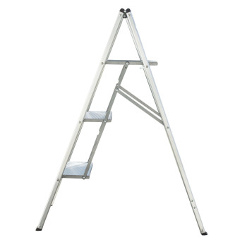 Amerihome Ultra Slim Aluminum Three Step Folding Utility Step Ladder