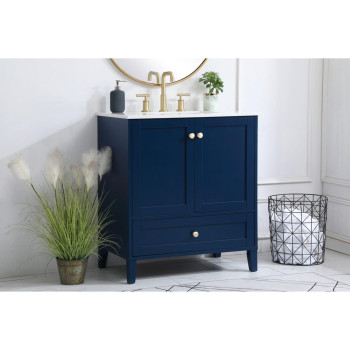 30 Inch Single Bathroom Vanity In Blue