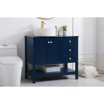 36 Inch Vessel Sink Bathroom Vanity In Blue