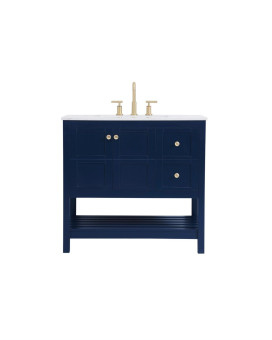 36 Inch Single Bathroom Vanity In Blue