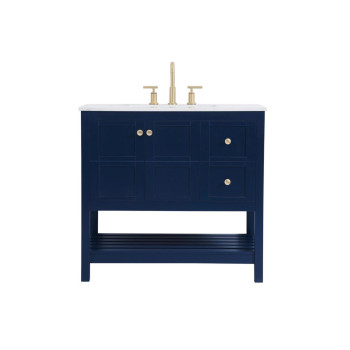 36 Inch Single Bathroom Vanity In Blue