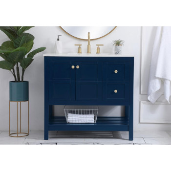 36 Inch Single Bathroom Vanity In Blue