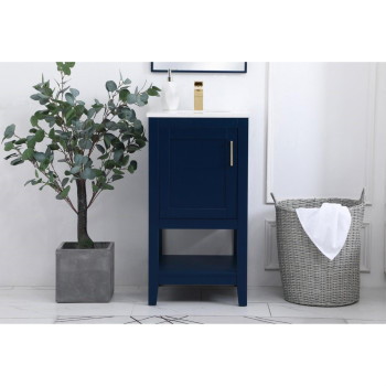 18 Inch Single Bathroom Vanity In Blue