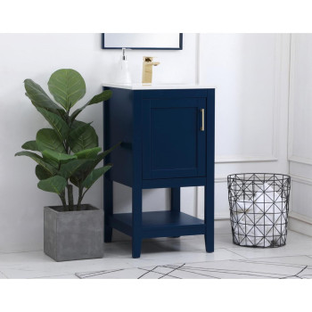 18 Inch Single Bathroom Vanity In Blue